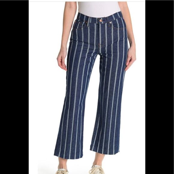 Seven all mankind stripe cropped wide leg jeans size 30, NWT - Picture 2 of 9